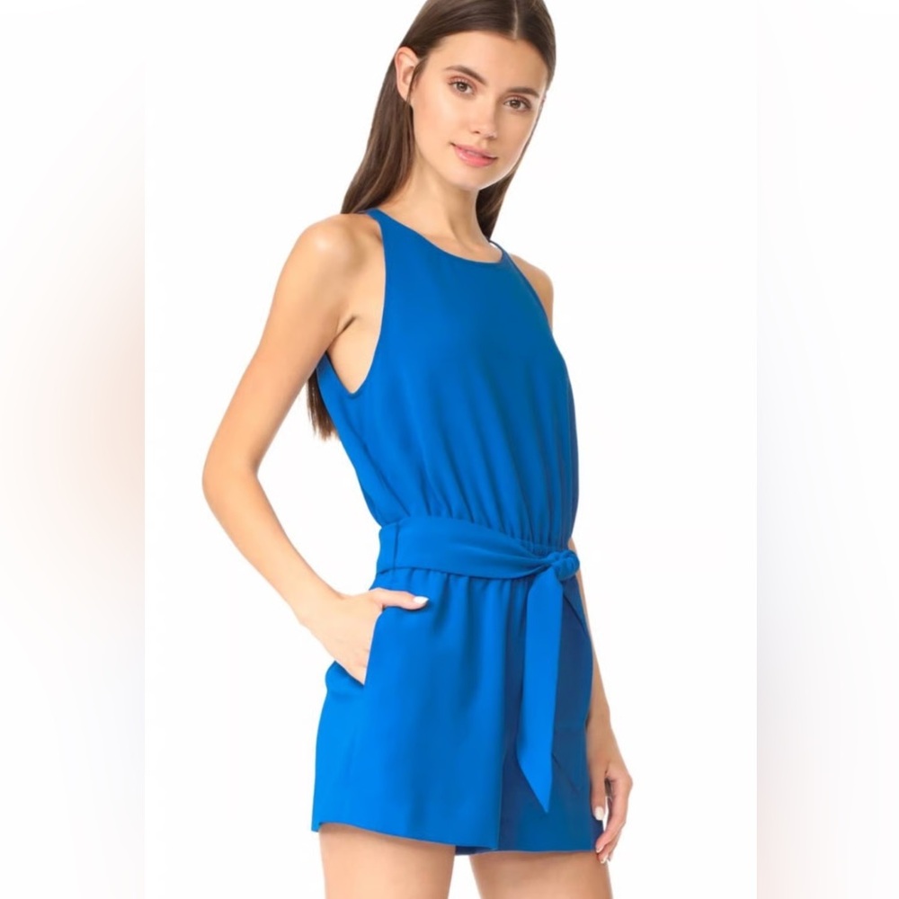 Like New Club Monaco Taye Shorts Sleeveless Romper, Vibrant Bright Blue, Size 00
